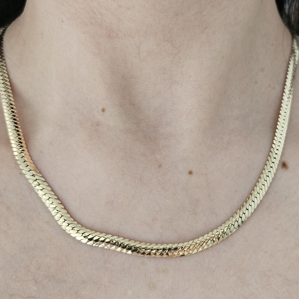14k  Solid Yellow Gold Herringbone Necklace